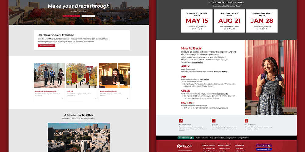 Admissions Page redesign